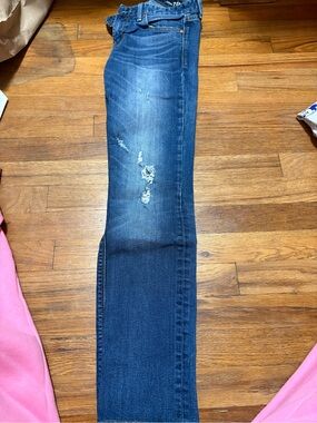 GAP Women’s Straight-Leg Jeans - Dark Blue with Distressing